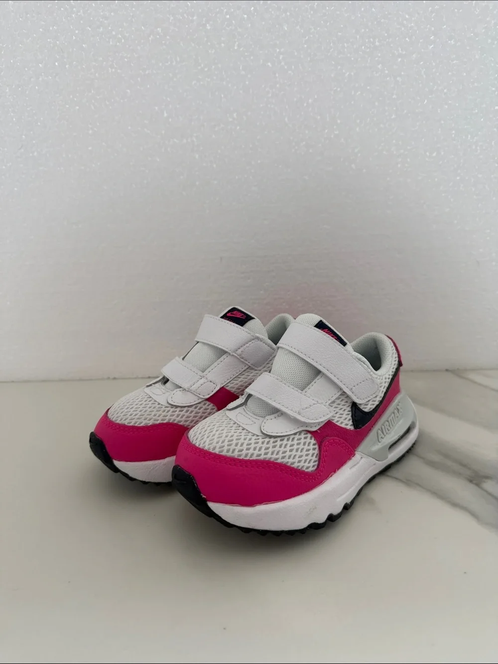 Nike Kids Air Max White & Hot Pink Velcro Sneakers